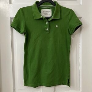 Aeropostale Y2K Green Short Sleeve Stretch Polo Shirt Size M VTG Preppy